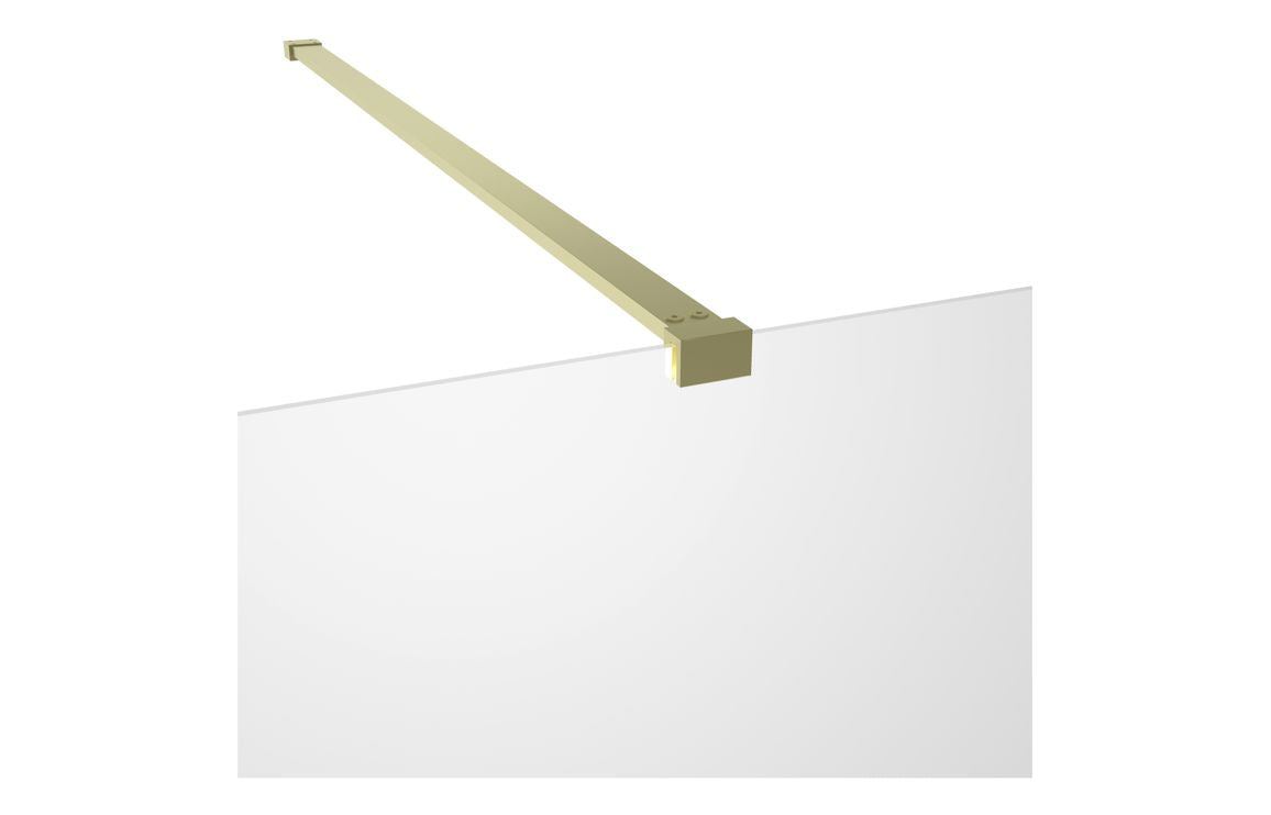 Iconix 500/700/760/800/900/1000/1100/1200/1400mm Wetroom Panel & Support Bar - Brushed Brass