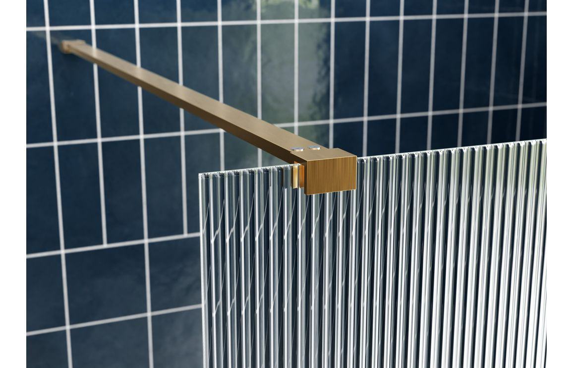 Iconix 800/900/1000/1200mm Fluted Wetroom Panel & Support Bar - Brushed Brass