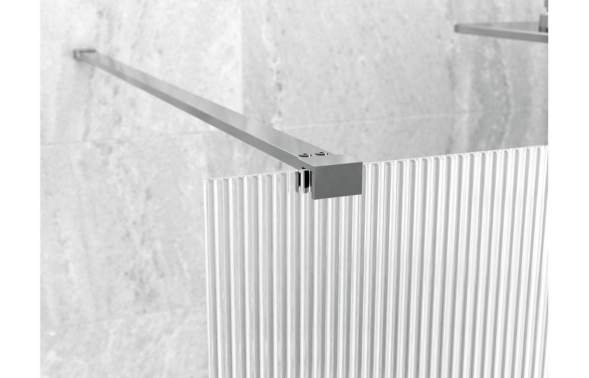 Iconix 800/900/1000/1200mm Fluted Wetroom Panel & Support Bar - Chrome