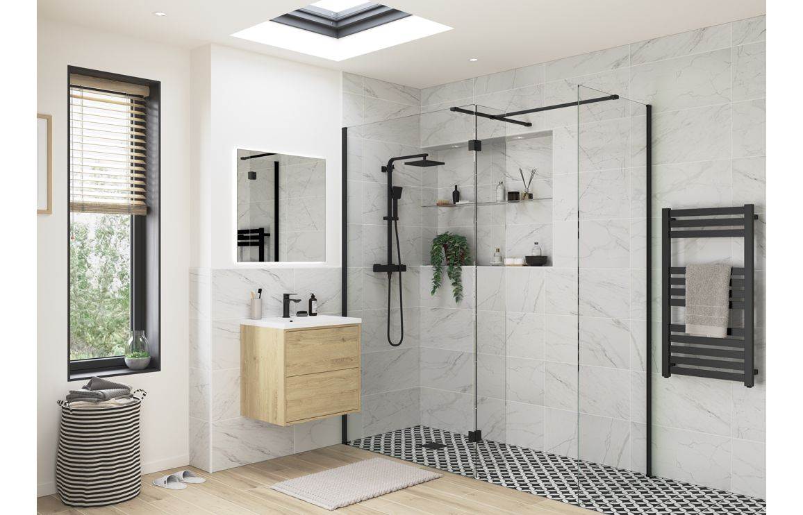 Iconix 500/700/760/800/900mm Wetroom Panel & Side Panel - Black
