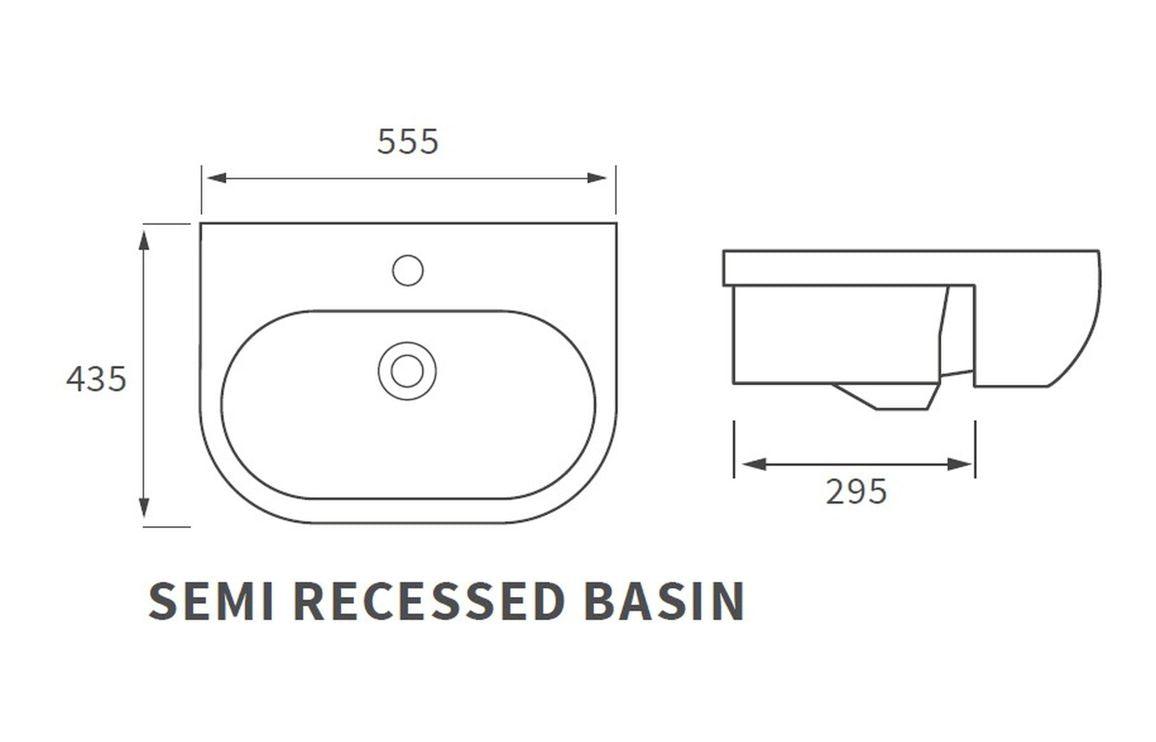 Senna 555x435mm 1TH Semi Recessed Basin