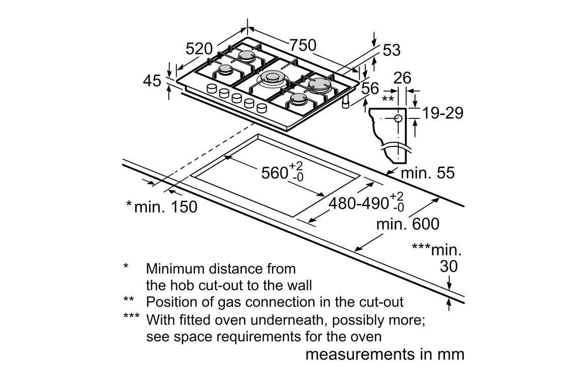 Neff N50 T27GKQ8N0 75cm Gas Hob - St/Steel