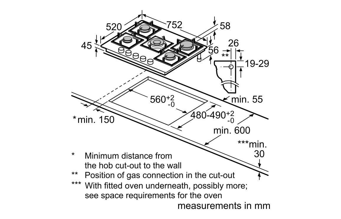 Neff N70 T27CPIQ4S0 75cm Gas Hob - Black