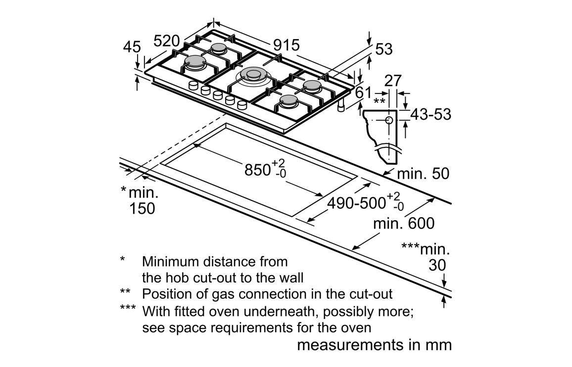 Neff N70 T29CIR8N0 90cm Gas Hob - St/Steel