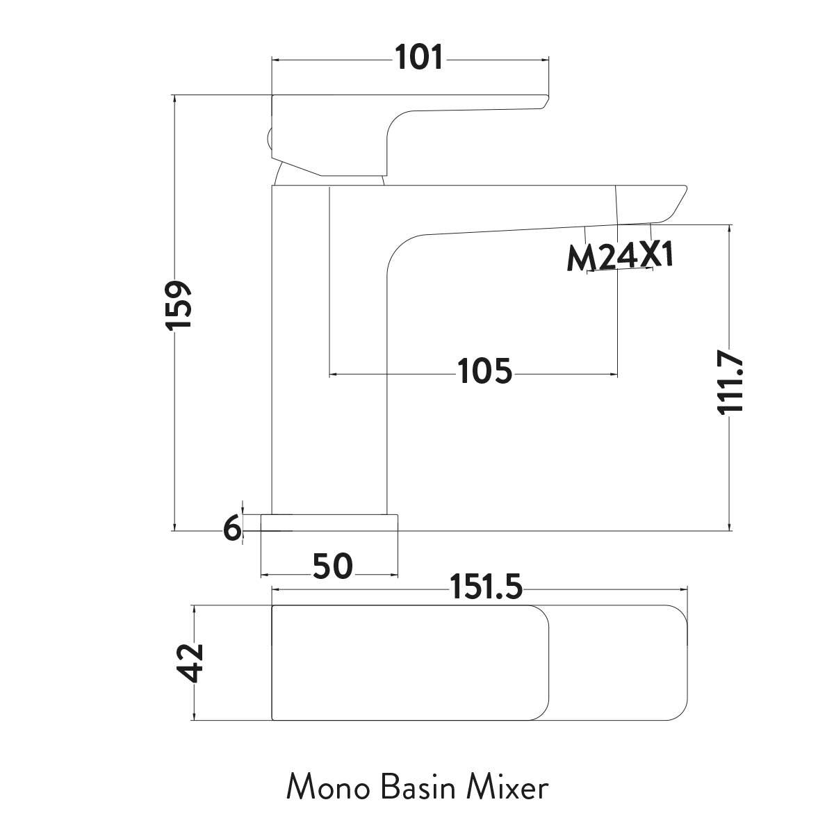 Muro Brushed Brass Basin Mono Mixer