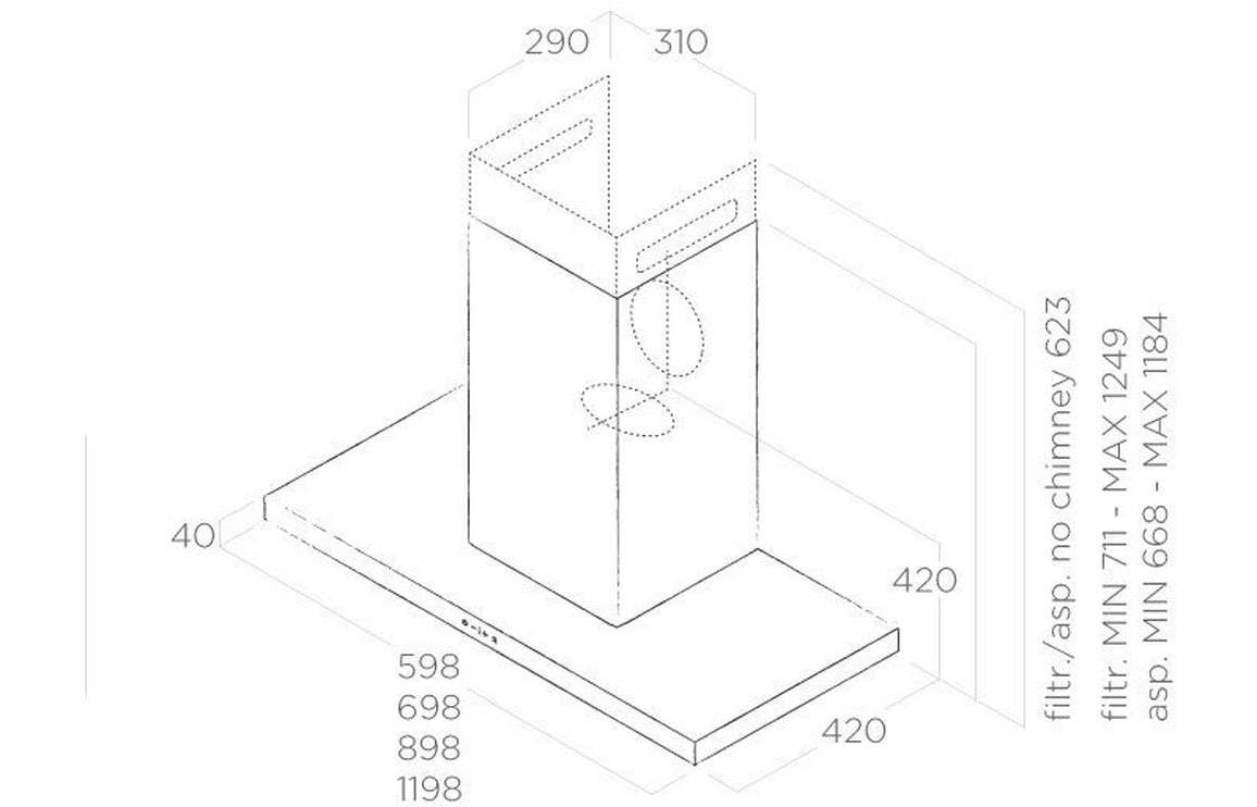 Elica Thin 60cm Slimline Chimney Hood - St/Steel