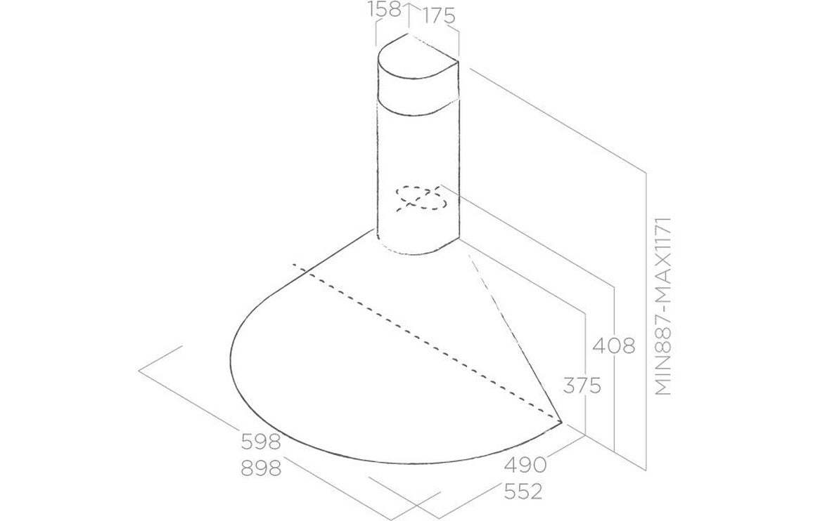 Elica Tonda 90cm Chimney Hood - St/Steel