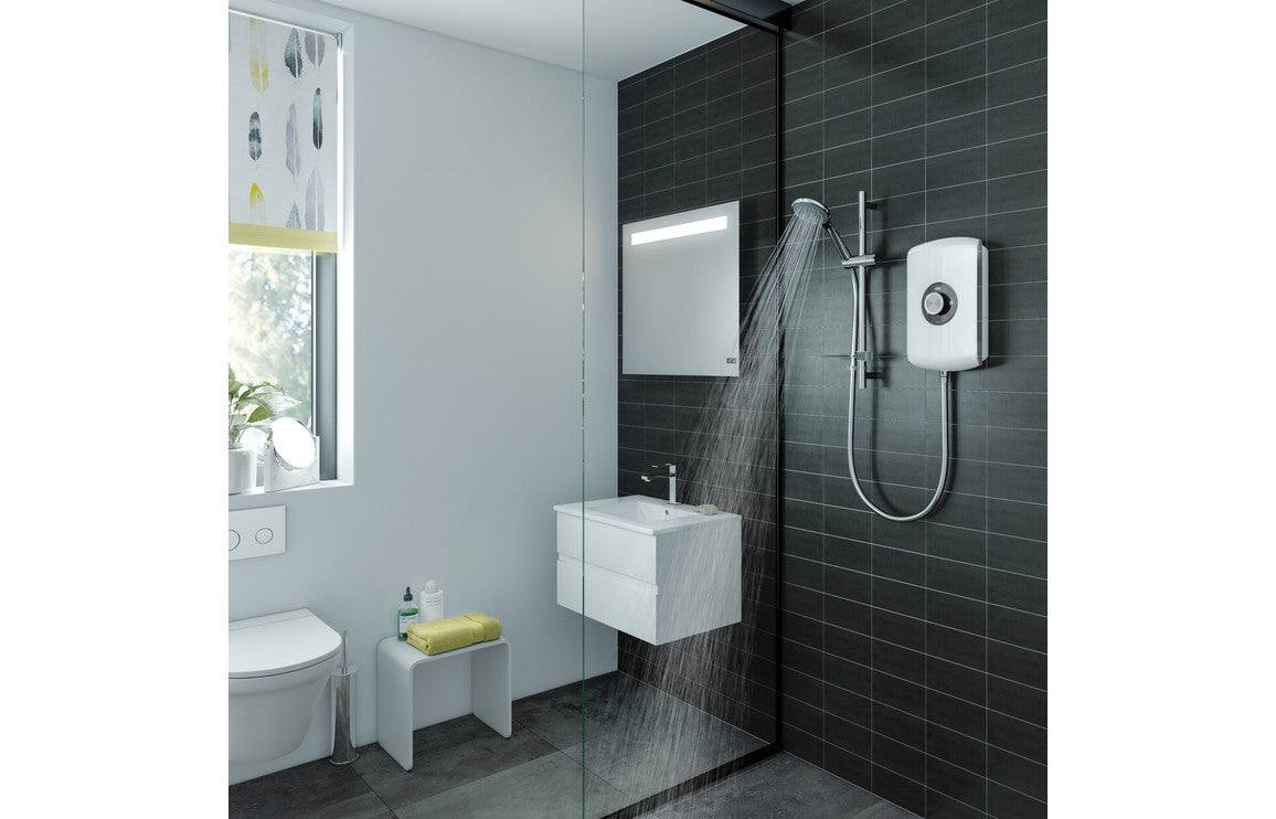 Triton Amore 8.5kW or 9.5kW Electric Shower - Black Gloss, White Gloss, Brushed Steel