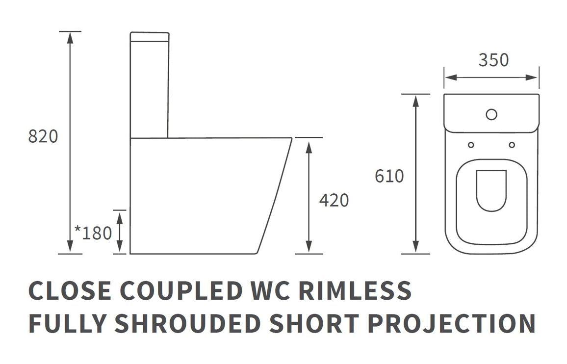 Tilia Rimless Close Coupled Fully Shrouded Short Projection WC & Soft Close Seat