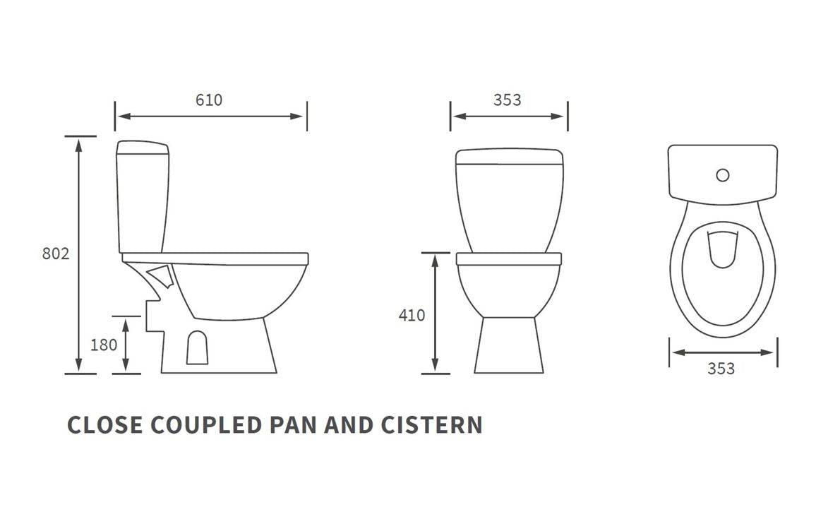 Tuscany Close Coupled Open Back WC & Soft Close Seat