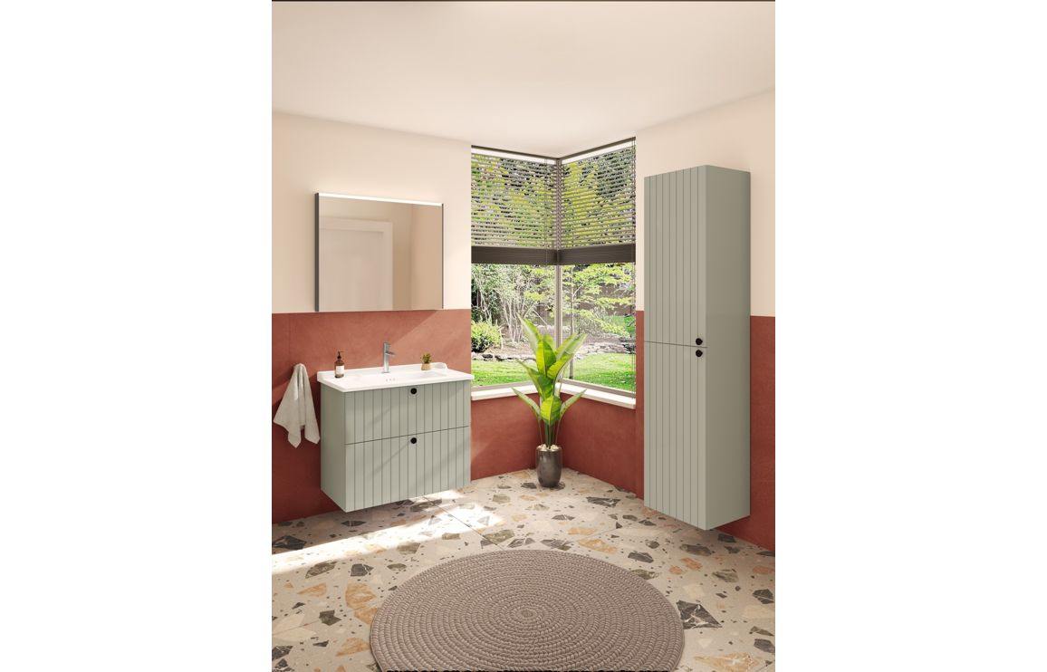 VitrA Root Groove 40cm 2 Door Tall Unit (LH Hinge) - Matt White, Matt Fjord Green, Matt Grey, Matt Dark Blue, Matt Graphite, Matt Light Grey,  Matt Retro Green