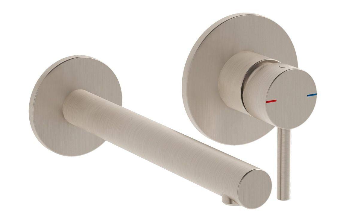 VitrA Origin Wall Mounted 2-Hole Basin Mixer: Brushed Nickel, Chrome, Matt Black, Soft Copper