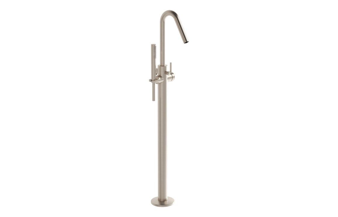 VitrA Origin Floor Standing Bath Filler: Brushed Nickel, Chrome, Matt Black, Soft Copper