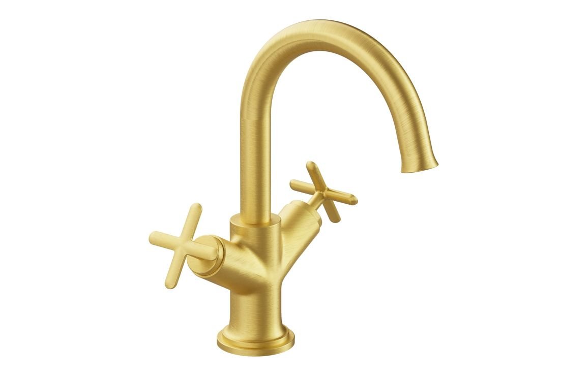 VitrA Origin Classic Basin Mixer (Cross Handles): Brushed Gold, Chrome, Matt Black, Soft Copper