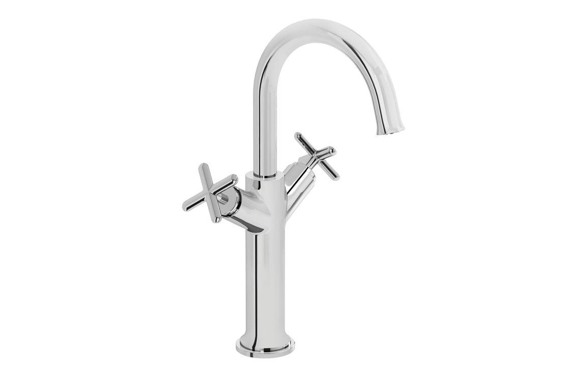 VitrA Origin Classic Tall Basin Mixer (Cross Handles): Brushed Gold, Chrome, Matt Black, Soft Copper