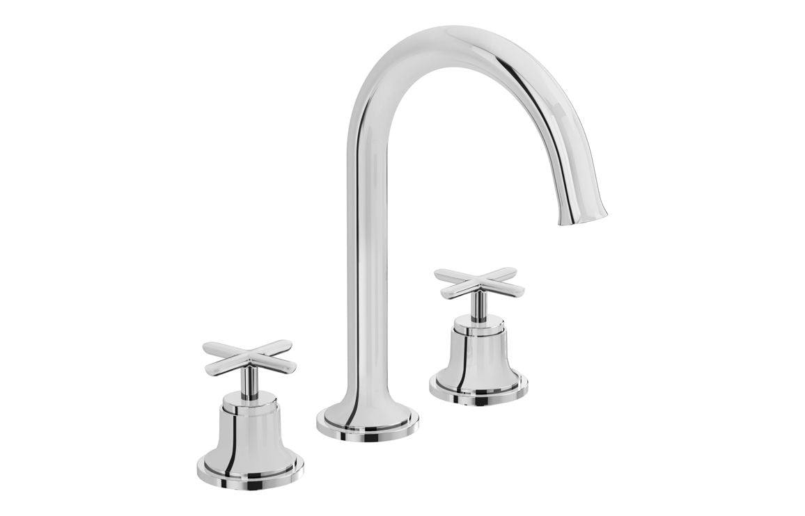 VitrA Origin Classic 3-Hole Basin Mixer: Brushed Gold, Chrome, Matt Black, Soft Copper.