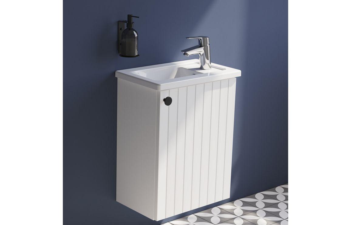 VitrA Root Groove 40cm 1 Door Wall Hung Slim Washbasin Unit - Matt White, Matt Fjord Green, Matt Grey, Matt Dark Blue, Matt Graphite, Matt Light Grey,  Matt Retro Green