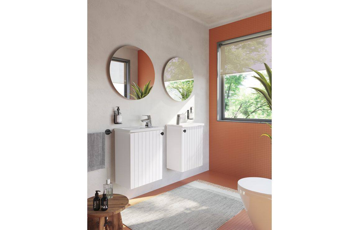 VitrA Root Groove 40cm 1 Door Wall Hung Slim Washbasin Unit - Matt White, Matt Fjord Green, Matt Grey, Matt Dark Blue, Matt Graphite, Matt Light Grey,  Matt Retro Green