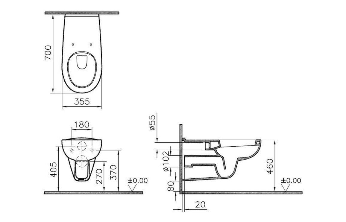 VitrA Conforma Accessible Wall Hung Pan Only - White