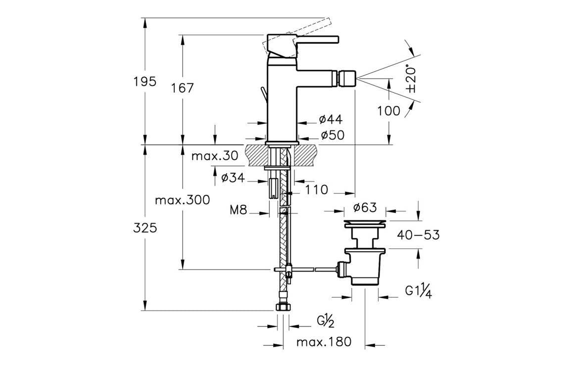 VitrA Minimax S Bidet Mixer - Chrome