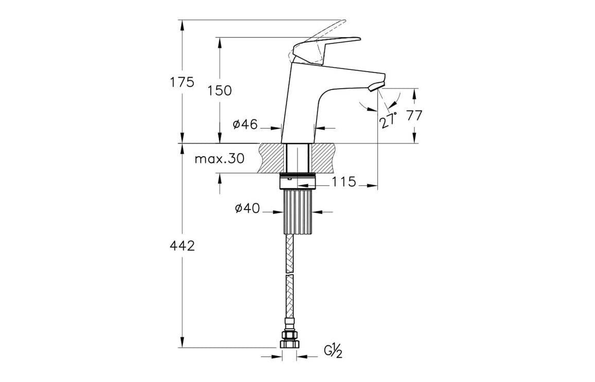 VitrA Flow Round Basin Mixer - Chrome