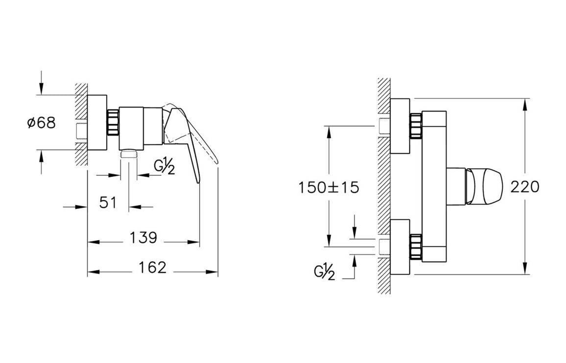 VitrA Flow Round Wall Mounted Shower Mixer - Chrome