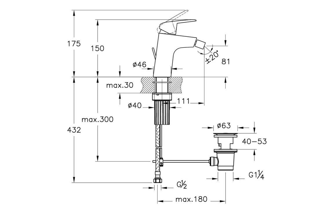 VitrA Flow Round Bidet Mixer - Chrome