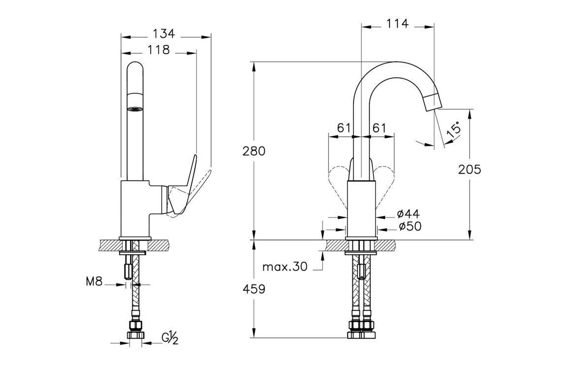 VitrA Flow Round Swivel Basin Mixer - Chrome