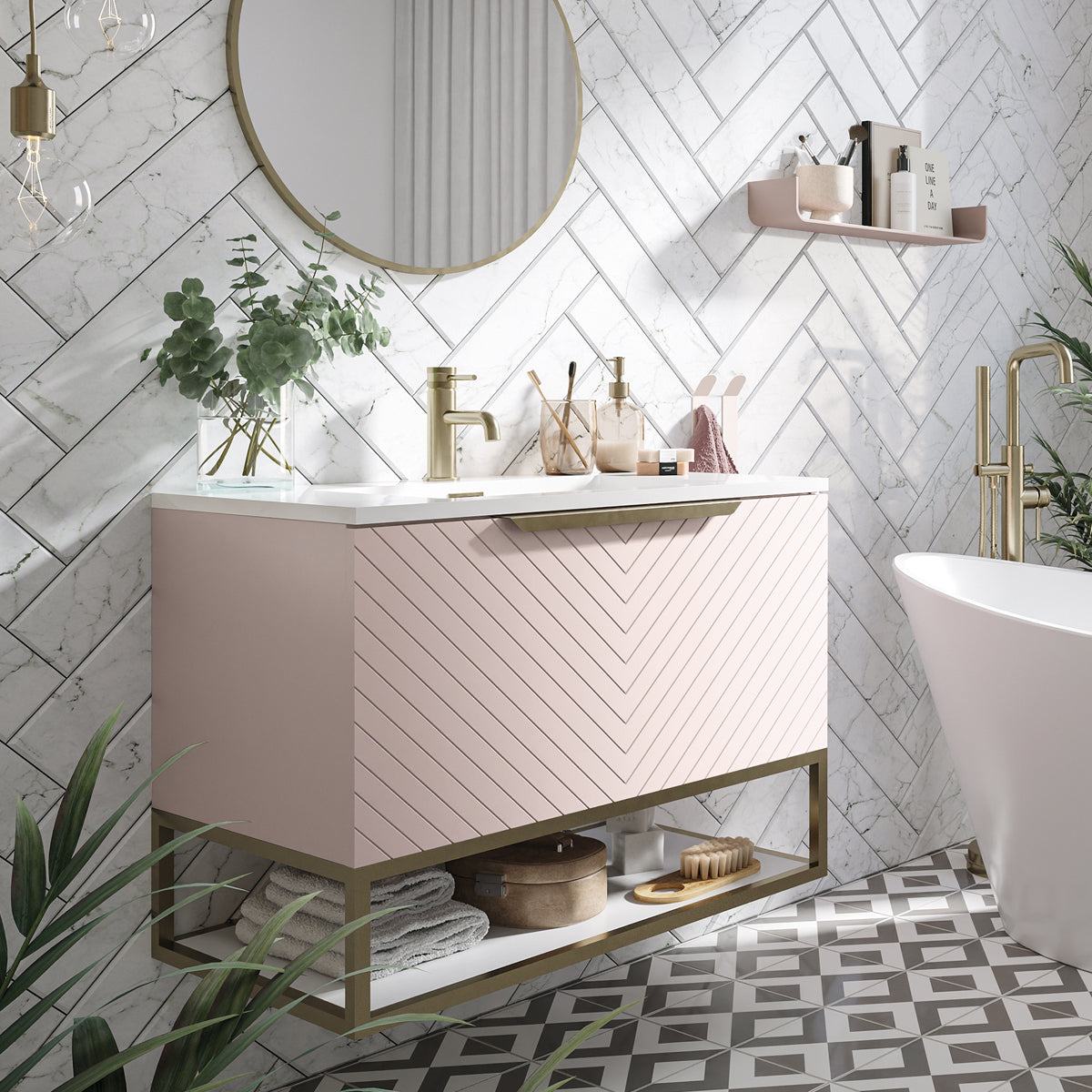 Chevron 40cm Handle Brushed Brass