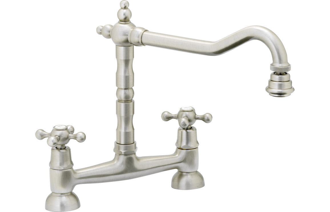 Abode Melford Bridge Mixer Tap - Brushed Nickel