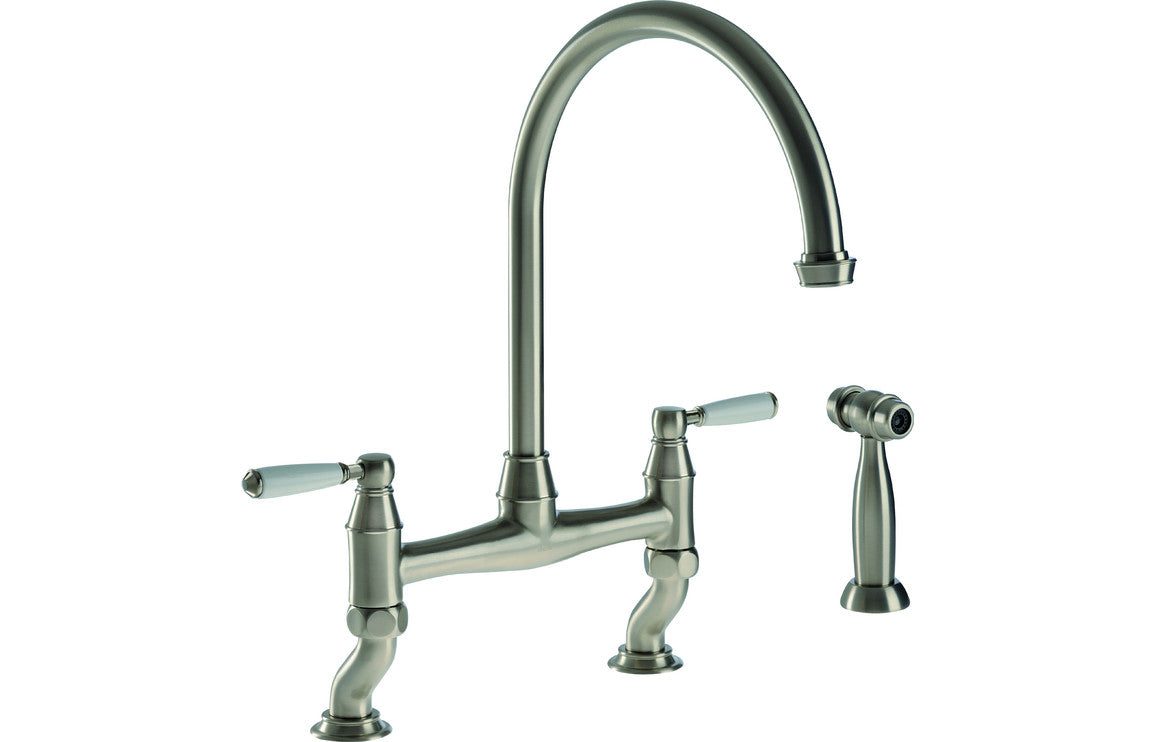 Abode Astbury Bridge Mixer Tap w/Handspray - Pewter