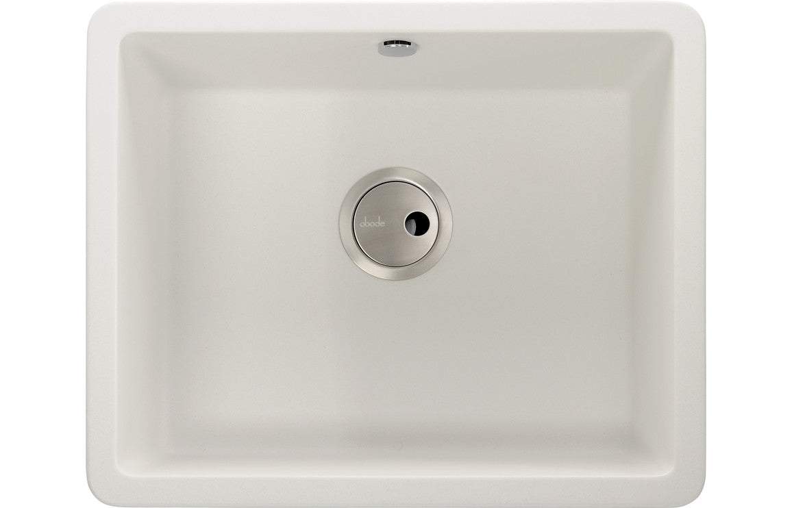 Abode Matrix Sq GR15 Large 1B Granite Inset/Undermount Sink - White