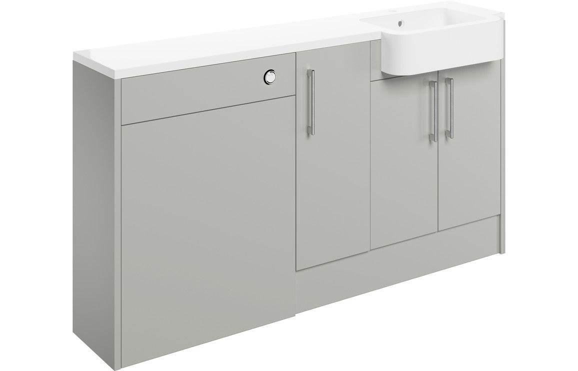 Alba 1542mm Basin WC & 1 Door Unit Pack (RH) - Light Grey Gloss