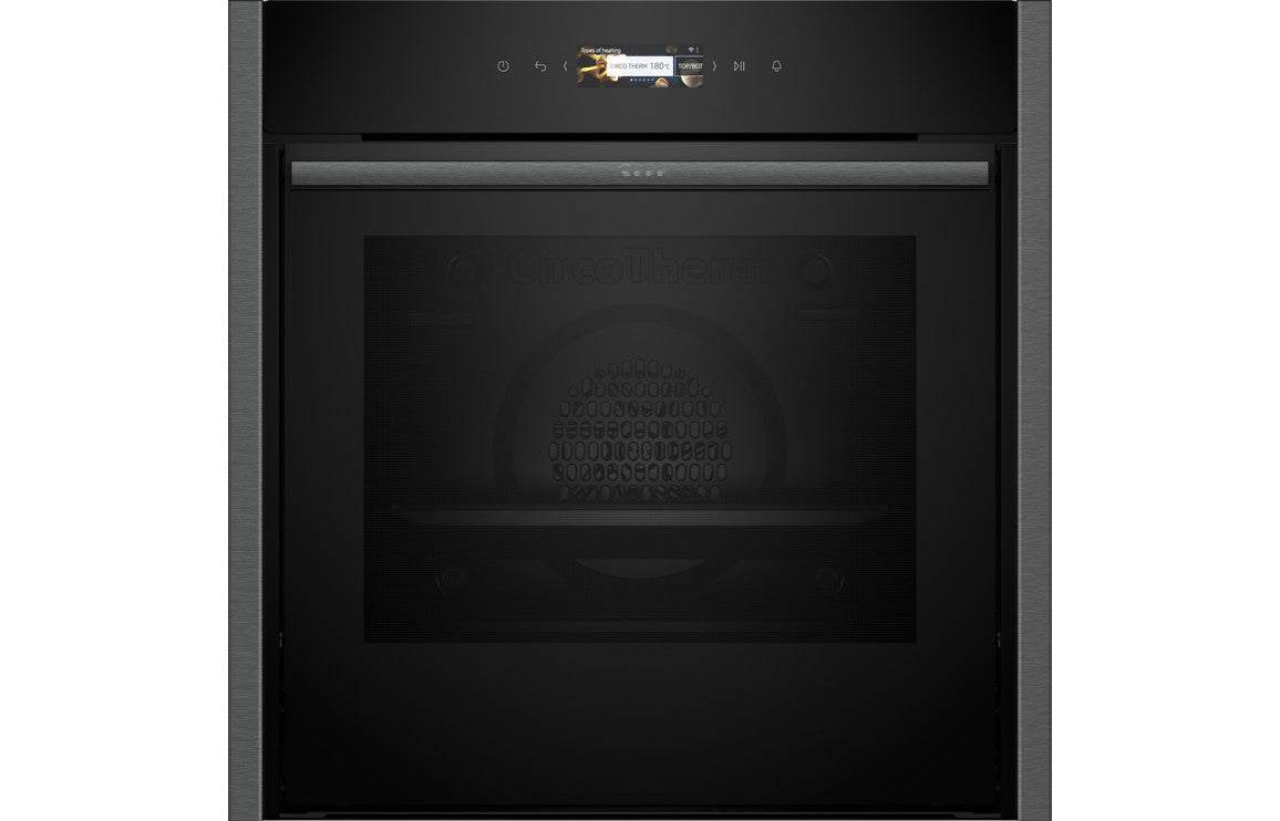 Neff N70 B54CR31G0B Single Slide & Hide Electric Oven - Black w/Steel Trim