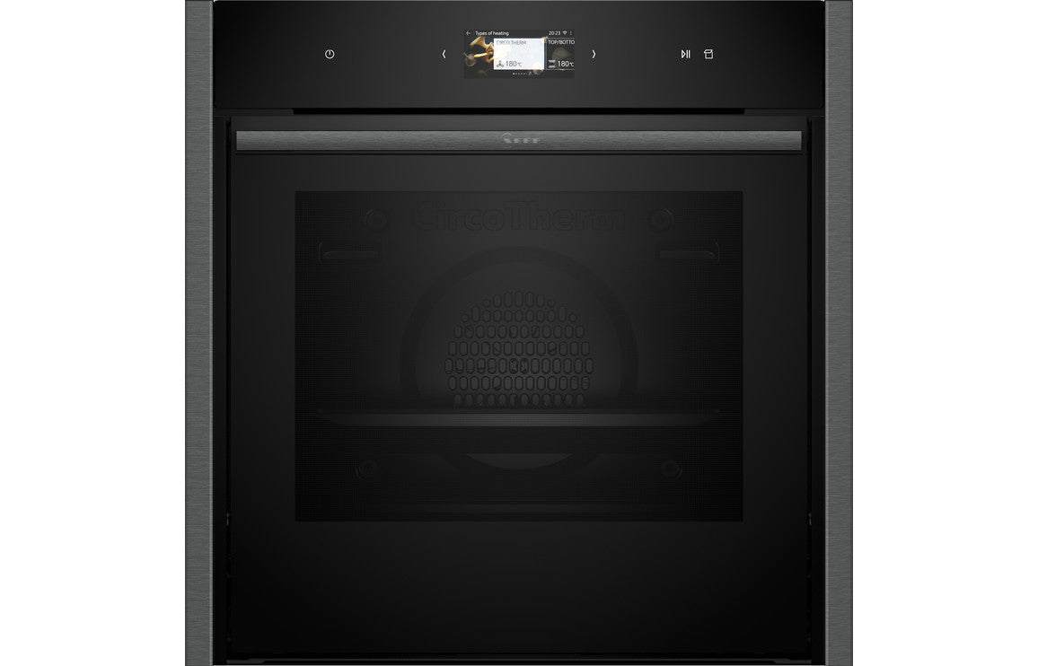 Neff N90 B64FS31G0B Single Slide & Hide Electric Oven w/Steam - Black w/Graphite Trim