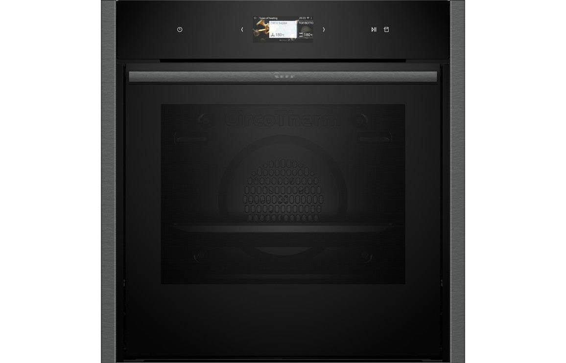 Neff N90 B64VS71G0B Single Slide & Hide Pyrolytic Oven w/Steam - Black w/Graphite Trim