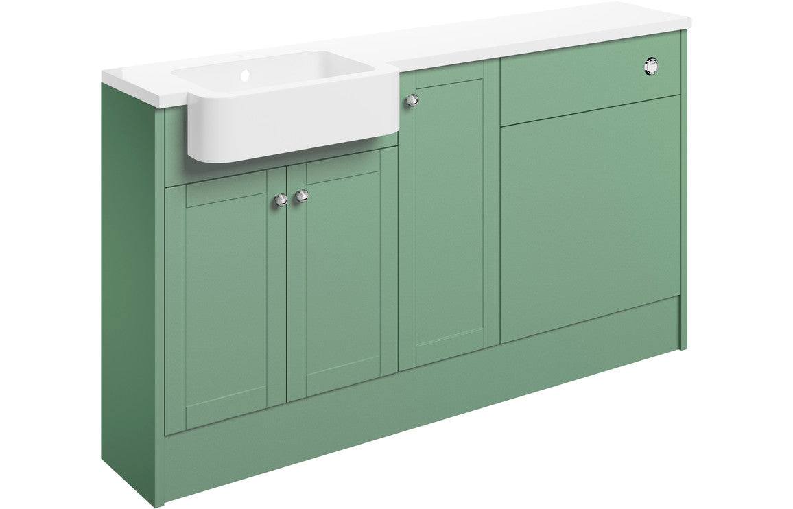 Benita 1542mm Basin WC & 1 Door Unit Pack (RH) - Matt Sage Green