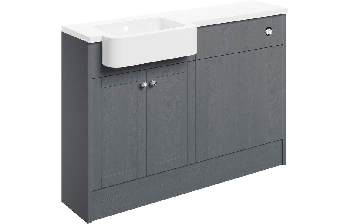 Benita 1242mm Basin & WC Unit Pack (RH) - Grey Ash