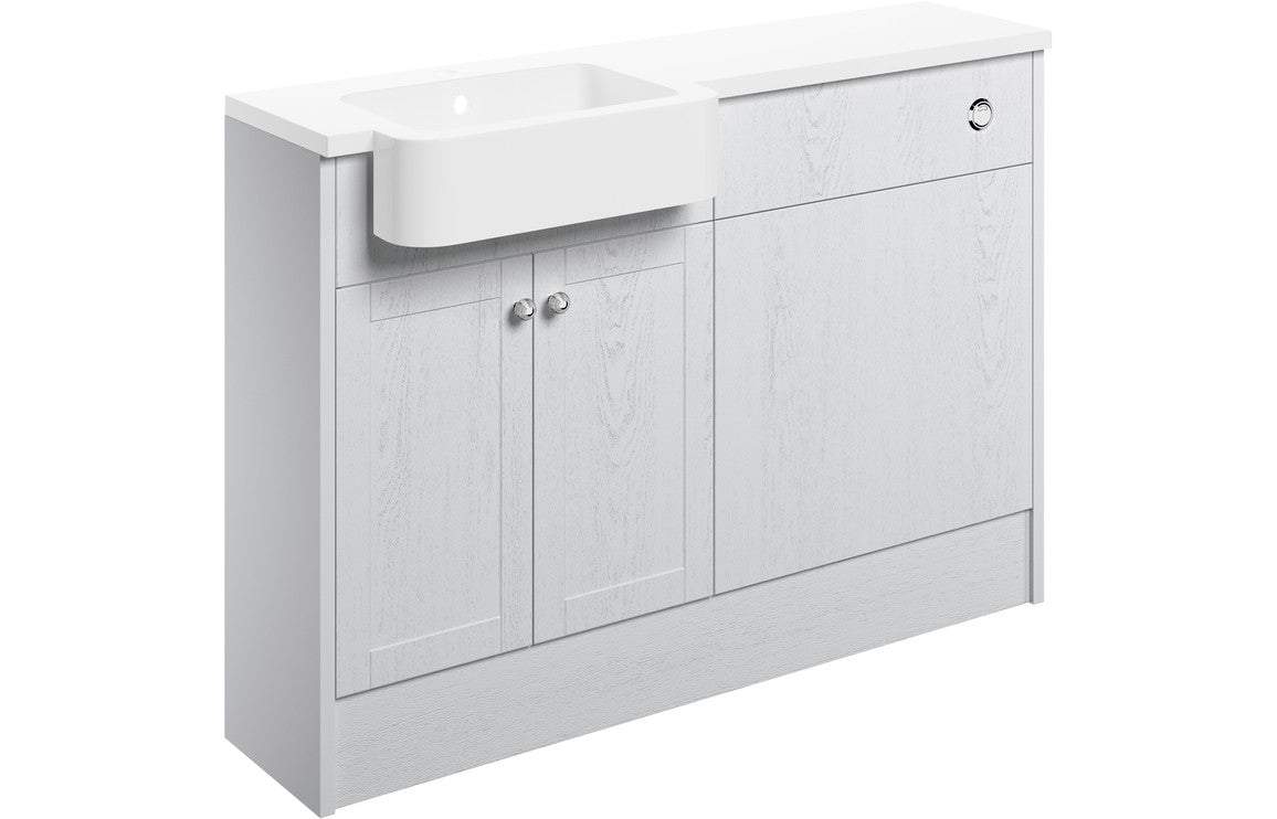 Benita 1242mm Basin & WC Unit Pack (LH) - Satin White Ash