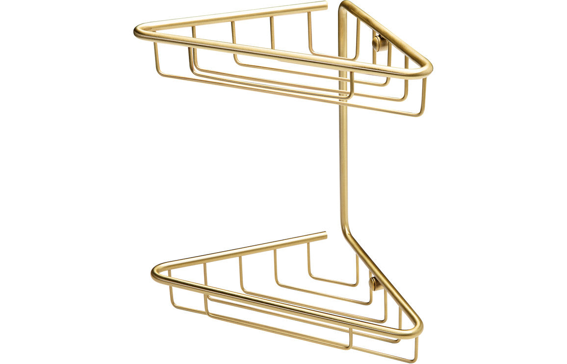 Elena 2-Tier Corner Shower Caddy - Brushed Brass