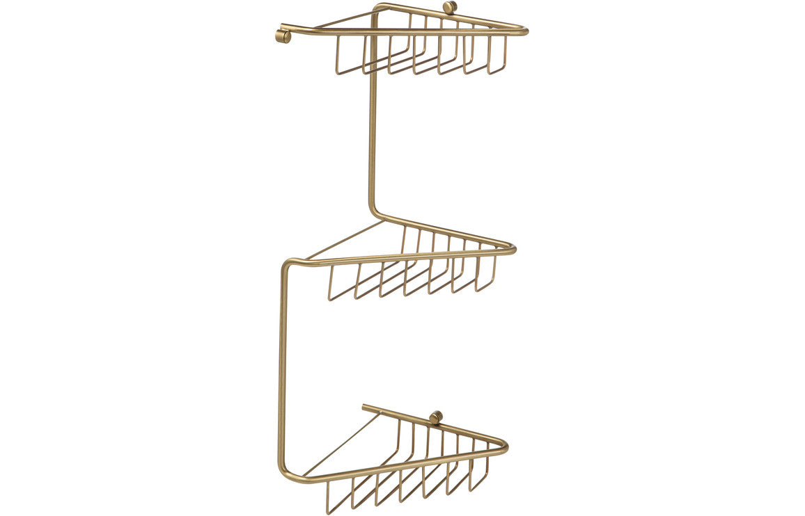 Elena 3-Tier Corner Shower Caddy - Brushed Brass