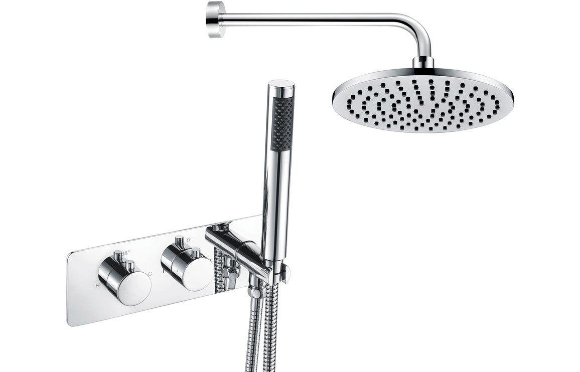 Luna Shower Pack Two - Two Outlet Twin Shower Valve w/Handset & Brass Overhead