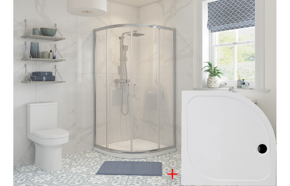 Classix 900mm 2 Door Quadrant & Tray Pack - Chrome