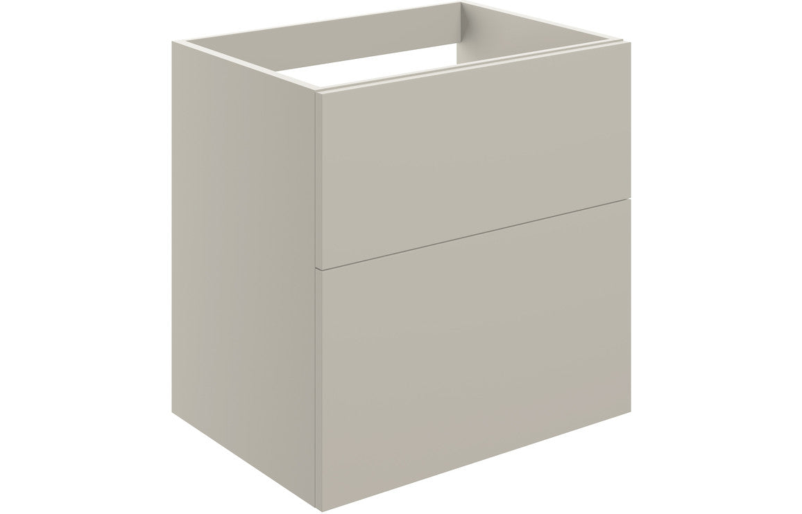 Statement 590mm Wall Hung 2 Drawer Basin Unit (No Top) - Matt Latte