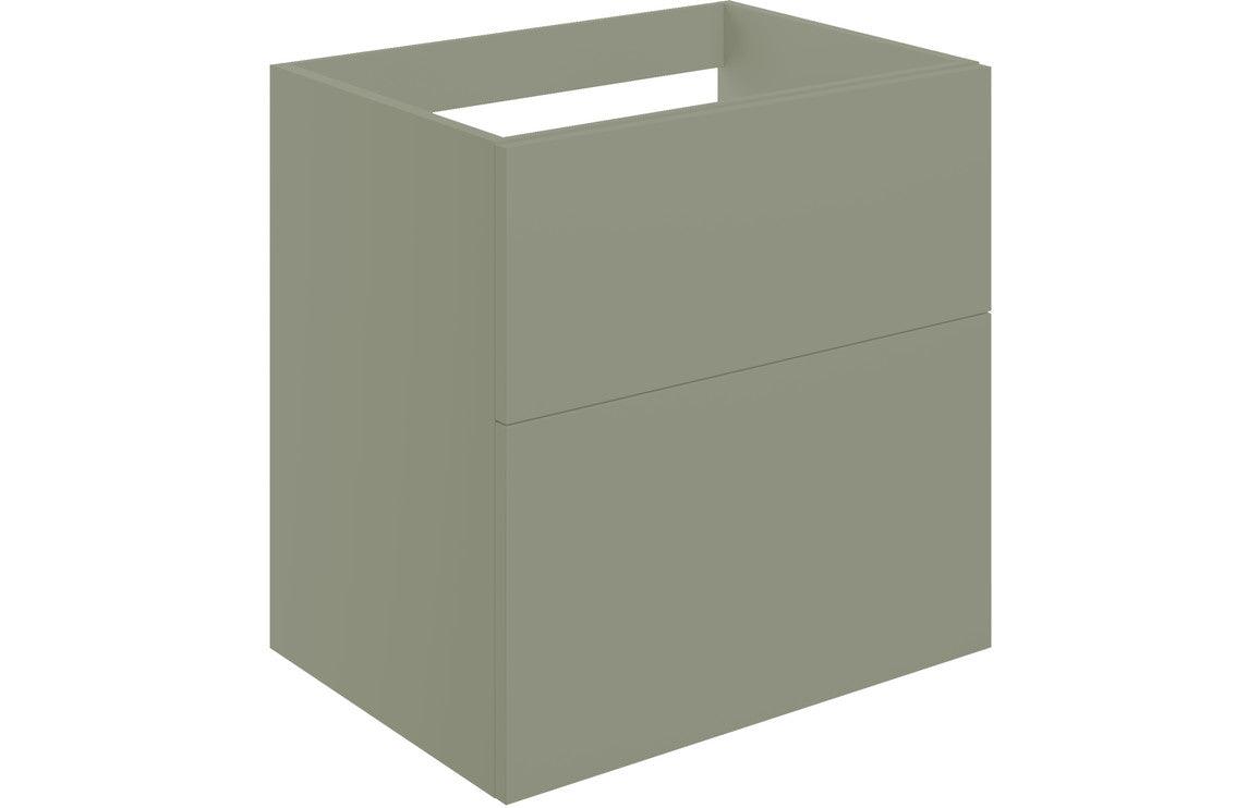 Statement 590mm Wall Hung 2 Drawer Basin Unit (No Top) - Matt Olive Green