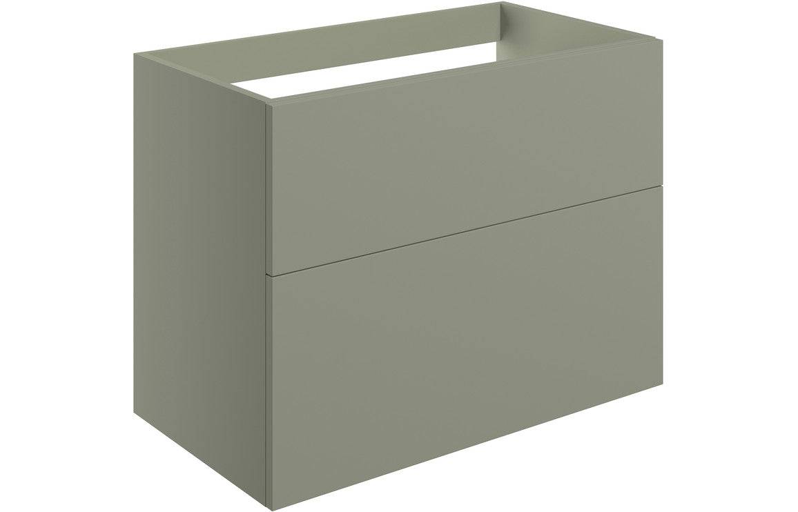 Statement 790mm Wall Hung 2 Drawer Basin Unit (No Top) - Matt Olive Green