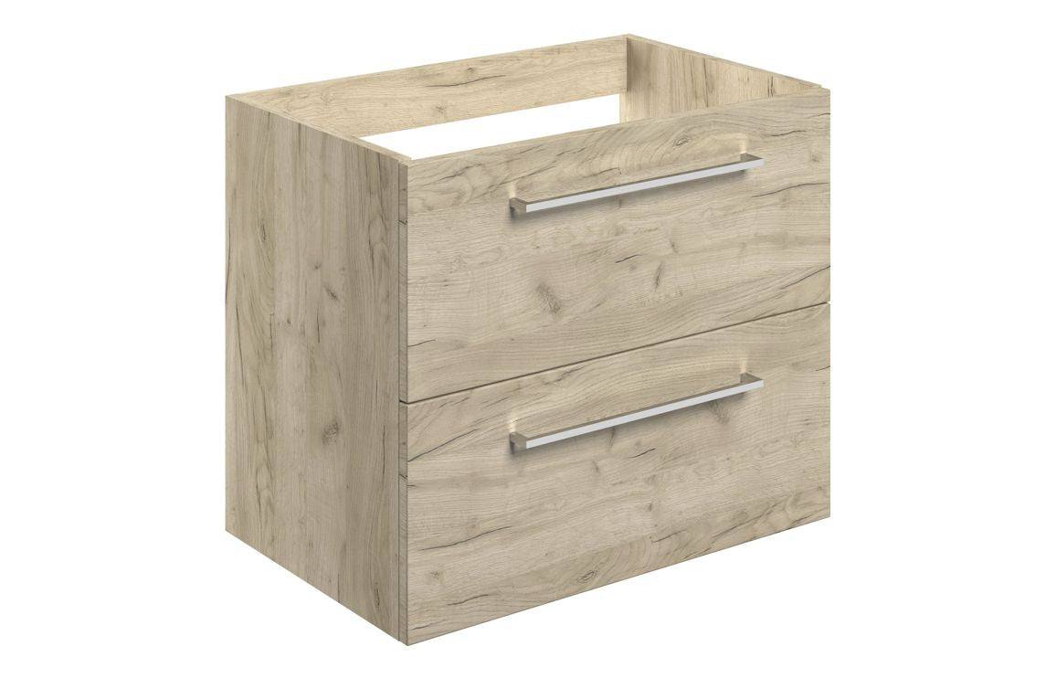 Volta 590mm Wall Hung 2 Drawer Basin Unit (No Top) - Oak