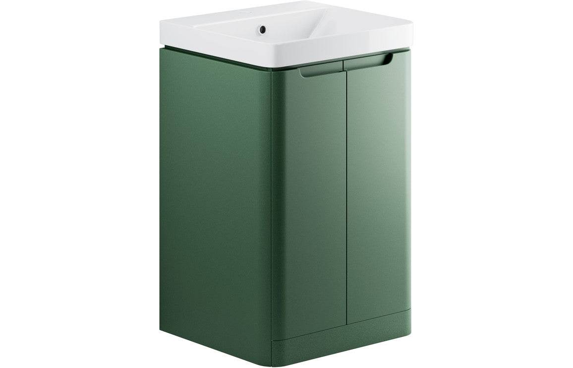 Lambra 500mm 2 Door Floor Standing Cloakroom Basin Unit - Matt Sage Green
