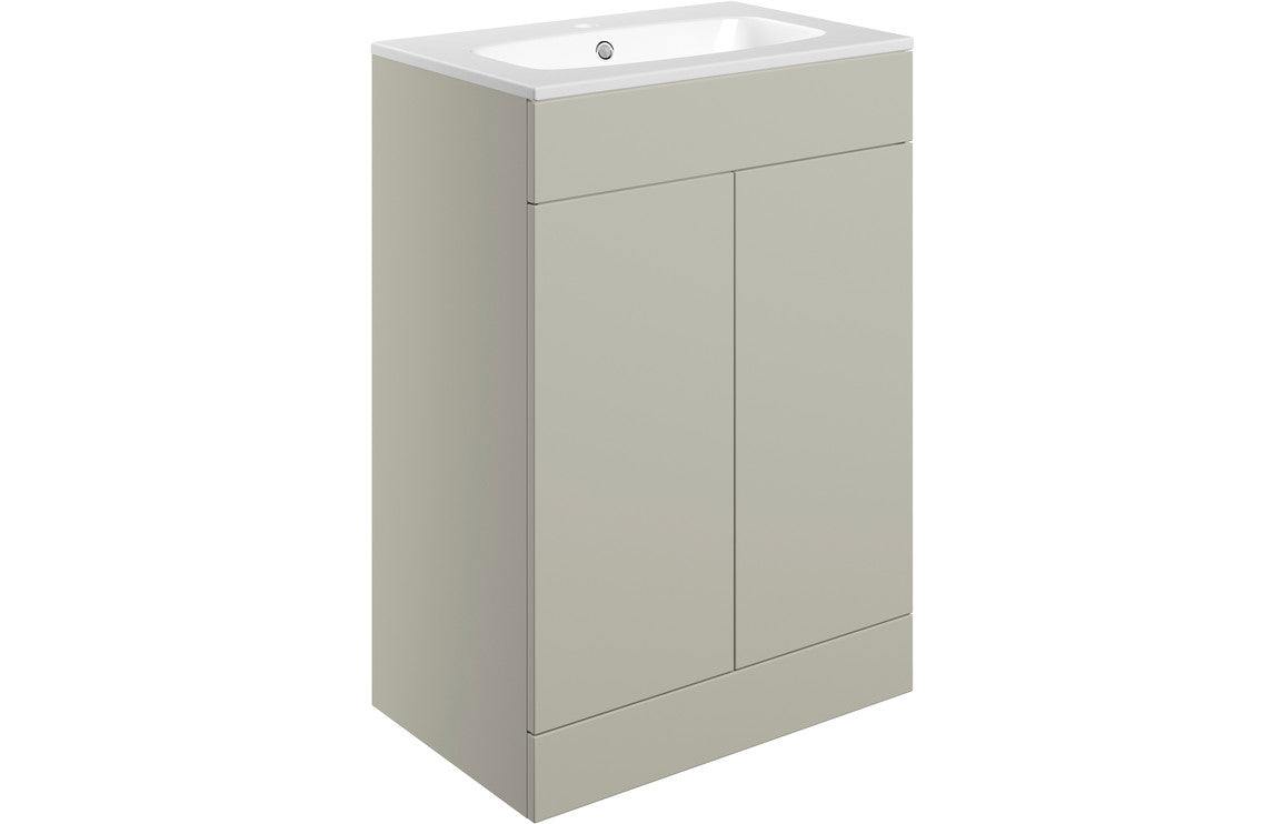 Statement 615mm Floor Standing 2 Door Basin Unit & Basin - Matt Latte