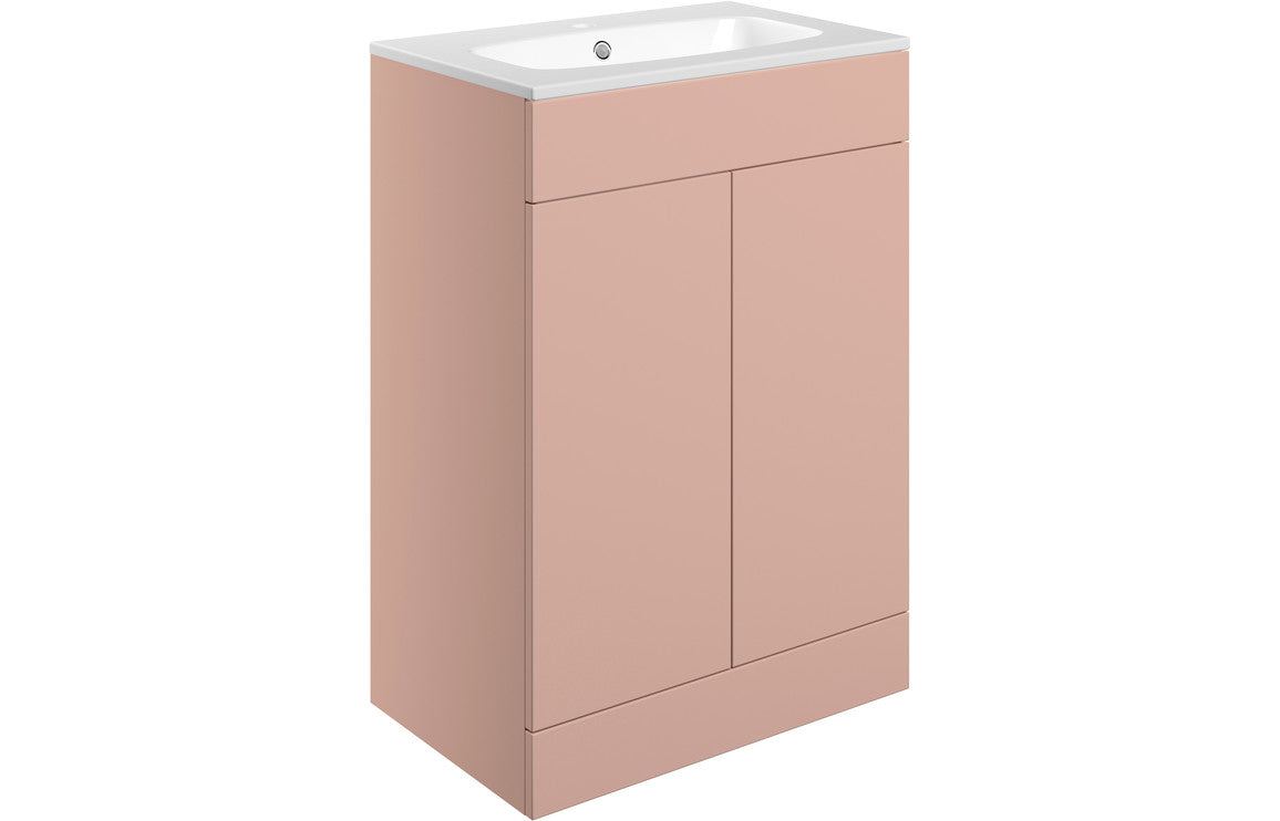 Statement 615mm Floor Standing 2 Door Basin Unit & Basin - Matt Antique Rose